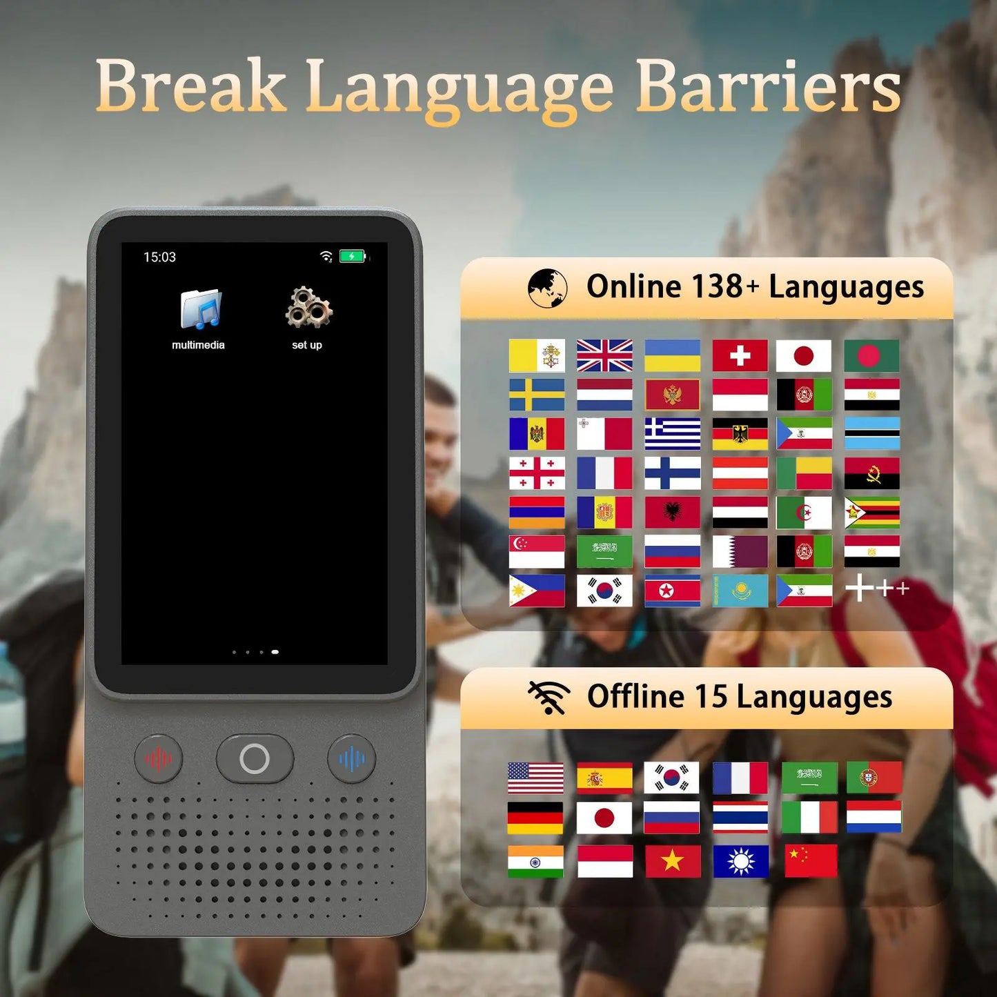 AI Language Translator Device, Real-Time Two-Way Translation for 138+ Languages