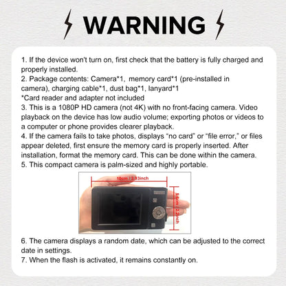 Mini Digital Camera 1080P with 16X Zoom, Portable Pocket Camera with SD Card